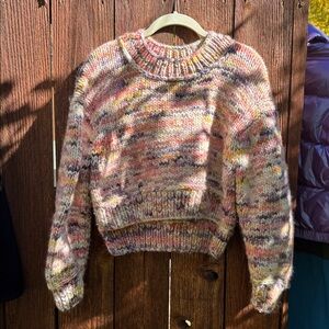 Multicolor hand-knit cropped Sweater